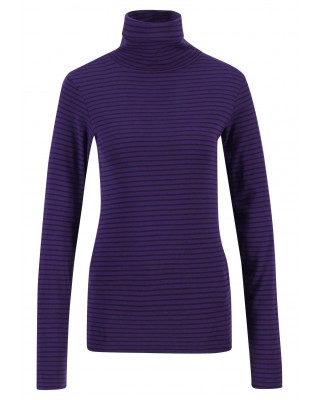 Purple Striped Turtleneck Blouse