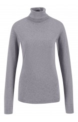 Grey Wool Turtleneck Blouse