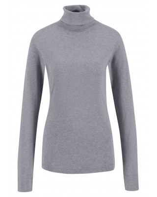Grey Wool Turtleneck Blouse